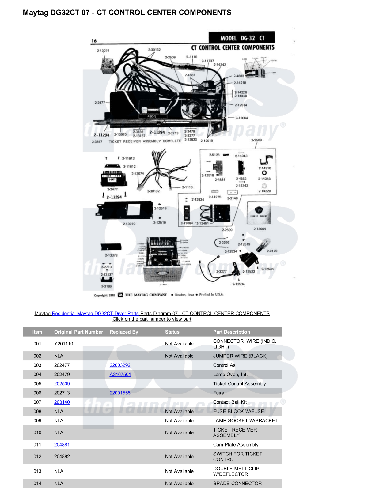 Maytag DG32CT Parts Diagram