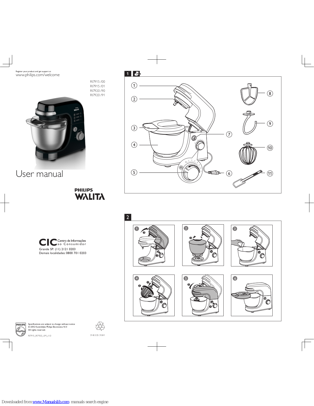 Philips Walita RI7915/00, Walita RI7915/01, Walita RI7920/90, Walita RI7920/91 User Manual - ManualMachine.com