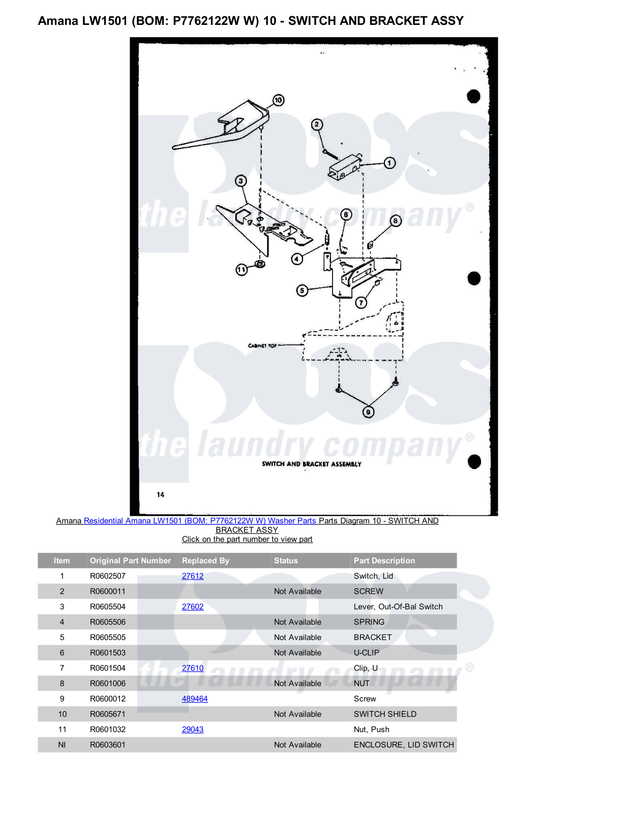 Amana LW1501 Parts Diagram