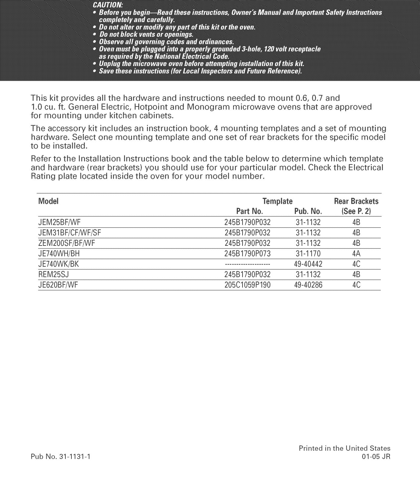 GE JE610BF001, JE610WF001, JE620BF001, JE620WF001, JE740BH01 Installation Guide - ManualMachine.com