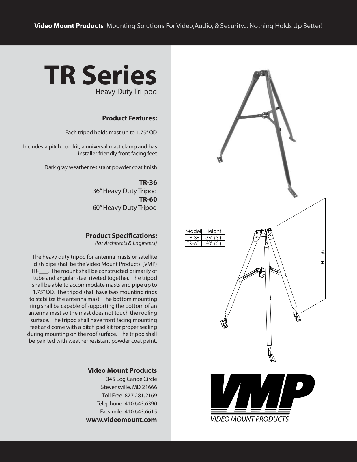 VMP TR-36, TR-60 Specsheet