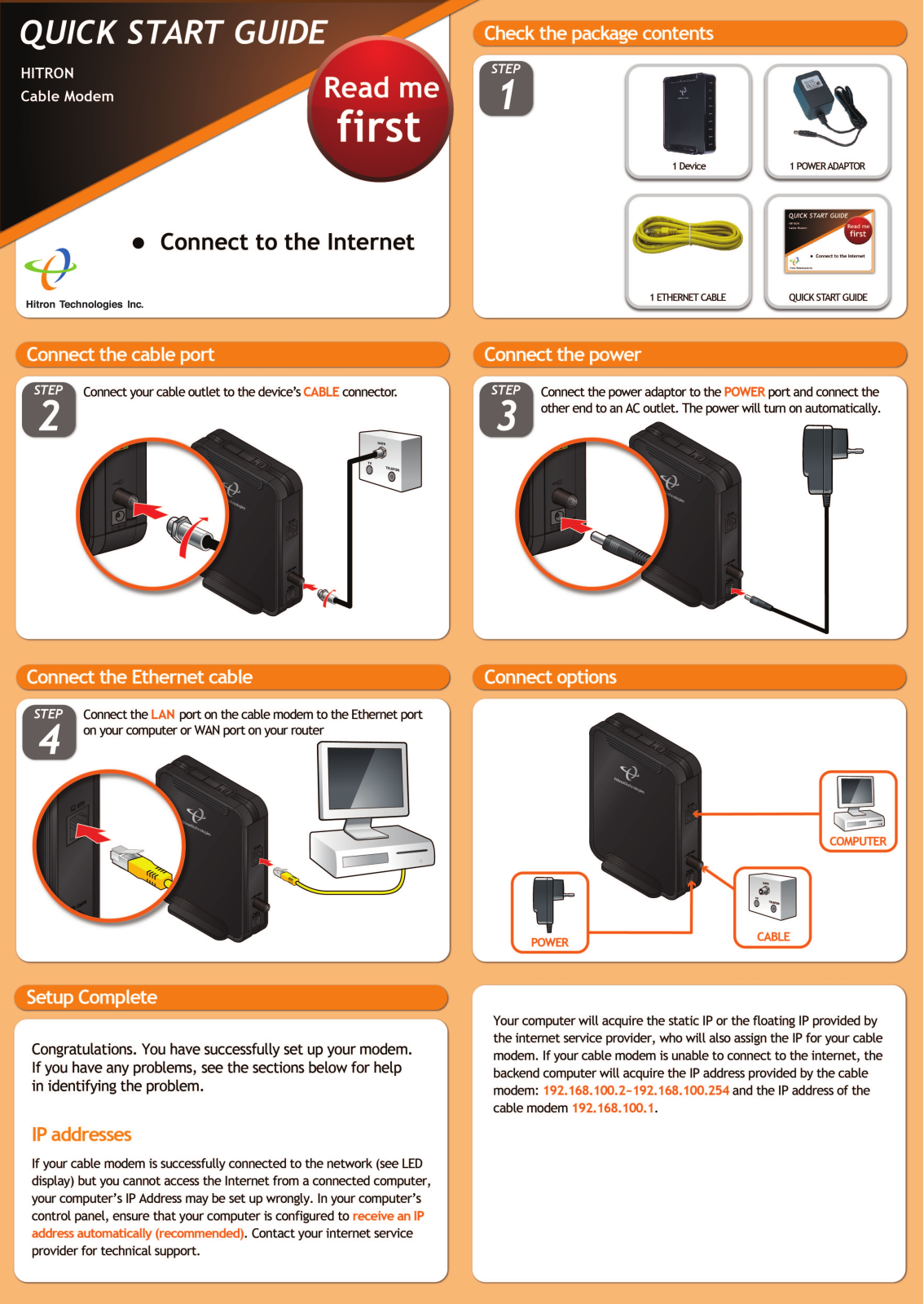 Hitron Cable Modem Quick Start Guide