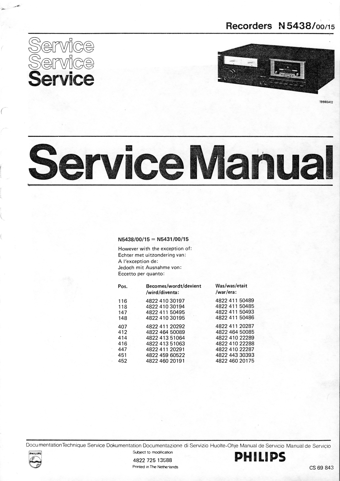 Philips N-5438 Service Manual