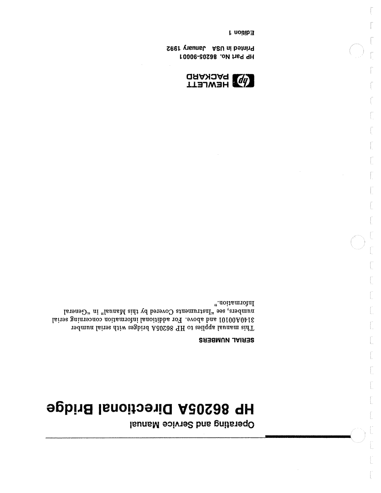 HP (Hewlett-Packard) 86205, 90001 User Manual