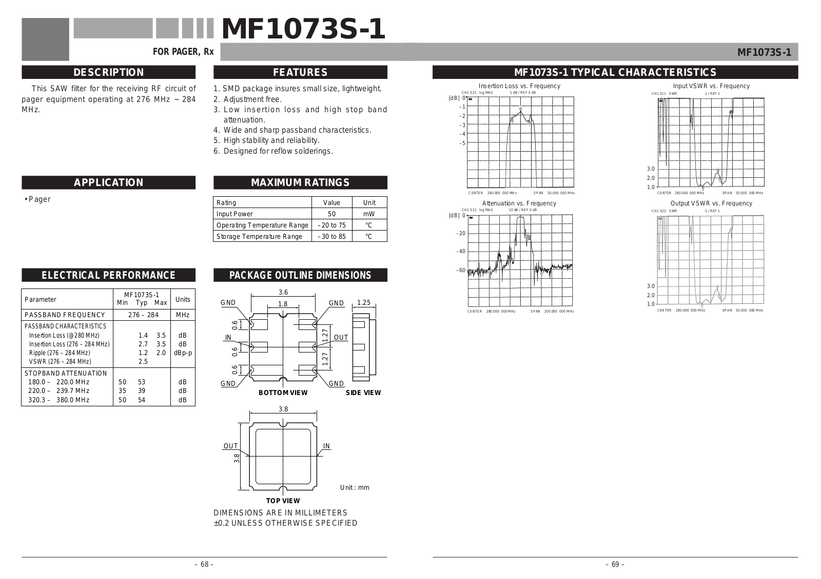 Mitsubishi MF1073S-1 Datasheet