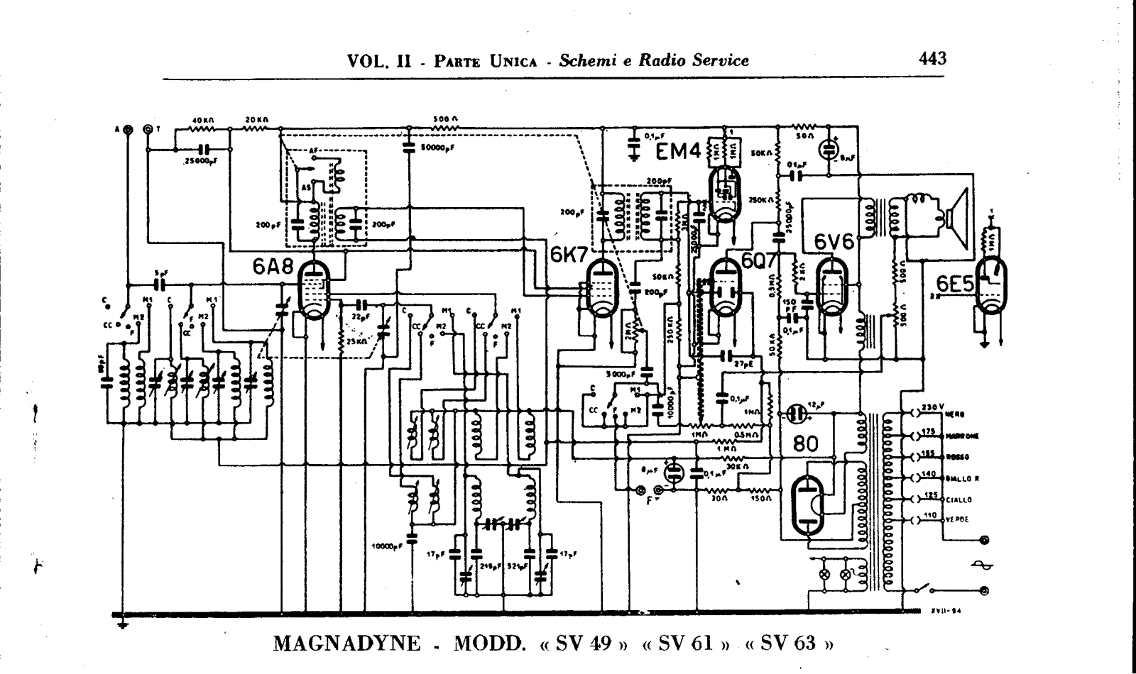 Magnadyne SV49, SV61, SV63 Schematic