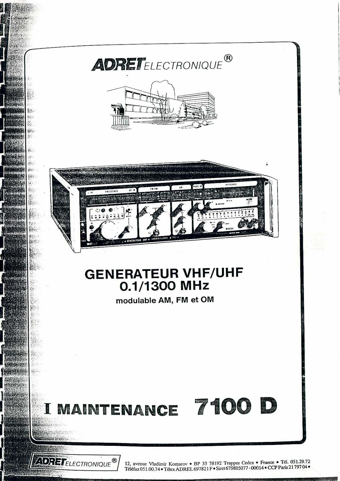 Adret Electronique 7100 D Service Manual