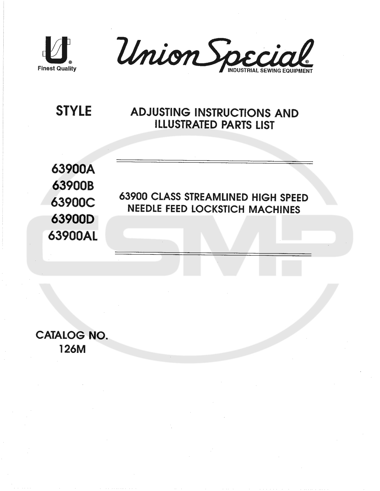 Union Special 126M Parts Book