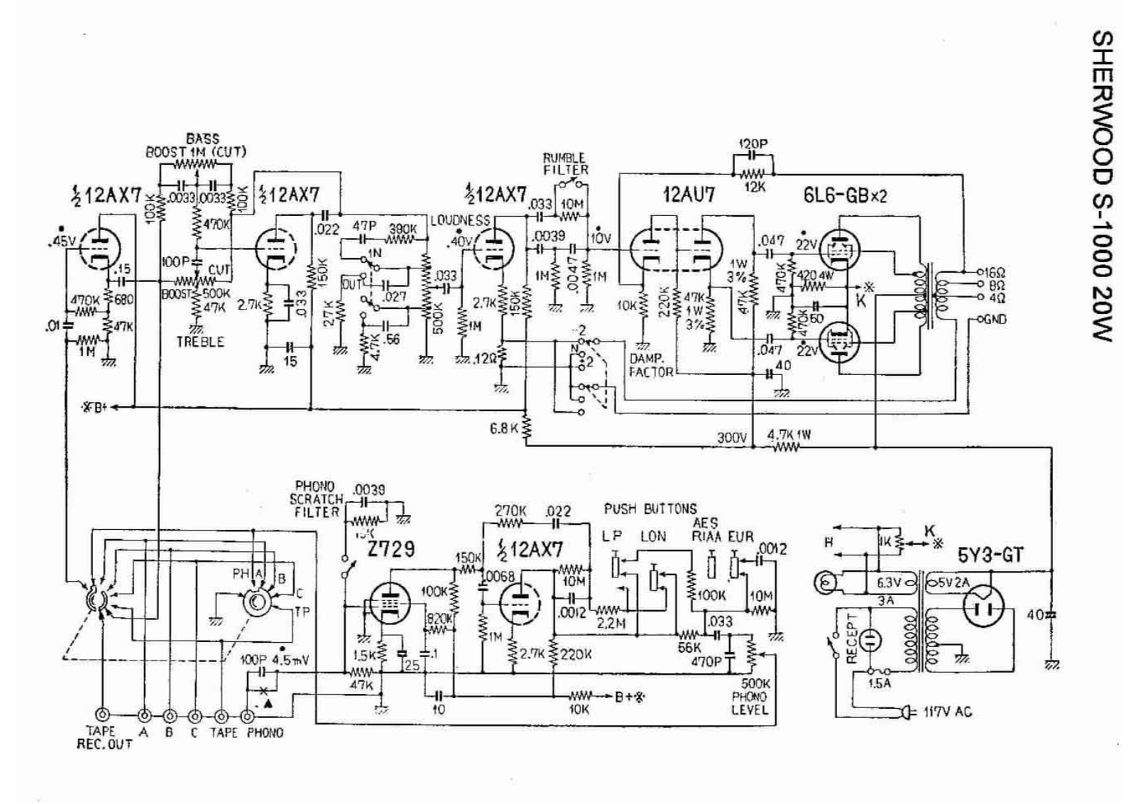 Sherwood S-1000 Schematic