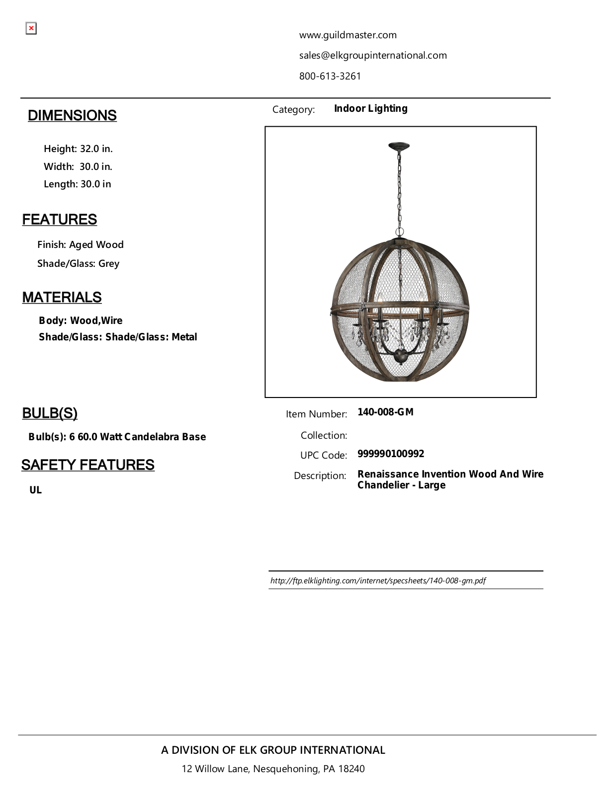 ELK Home 140008GM User Manual