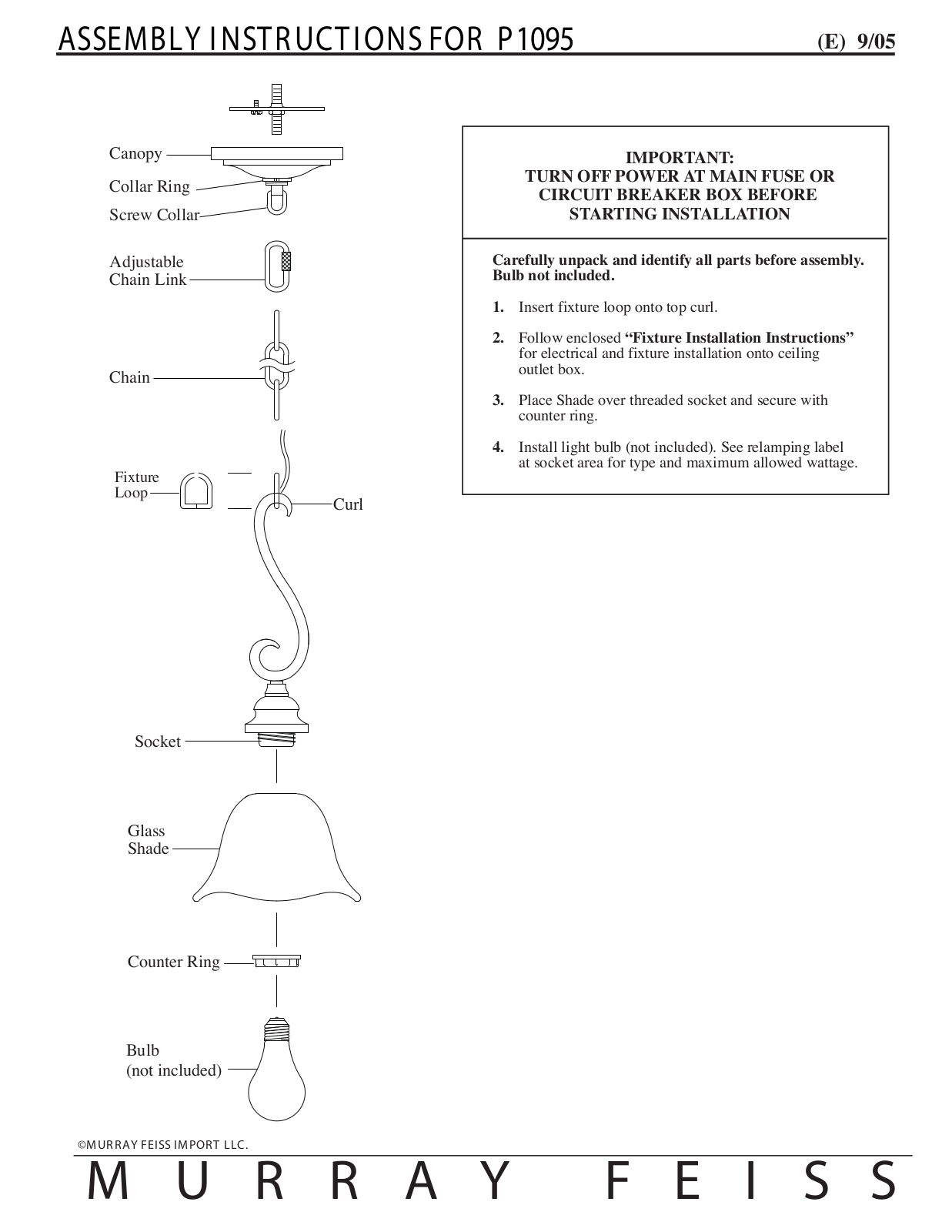 Feiss P1095 User Manual