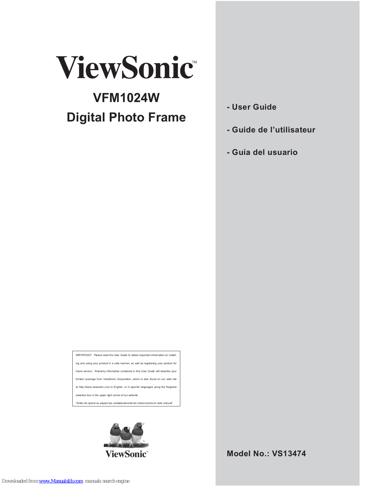 ViewSonic VFM1024w-11, VS13474 User Manual