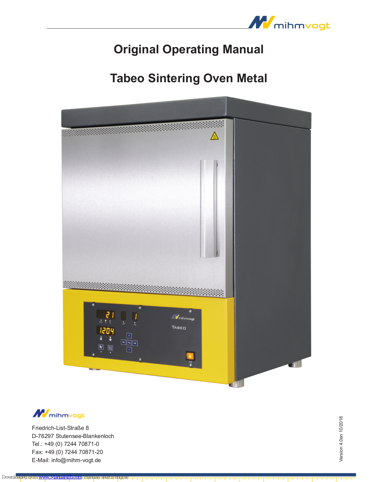 MIHM-VOGT Tabeo-2/M/Metal-120, TABEO-1/S/Zirkon-100, TABEO-1/M/Zirkon-100, TABEO, TABEO-2/M/Zirkon-120 Original Operating Manual