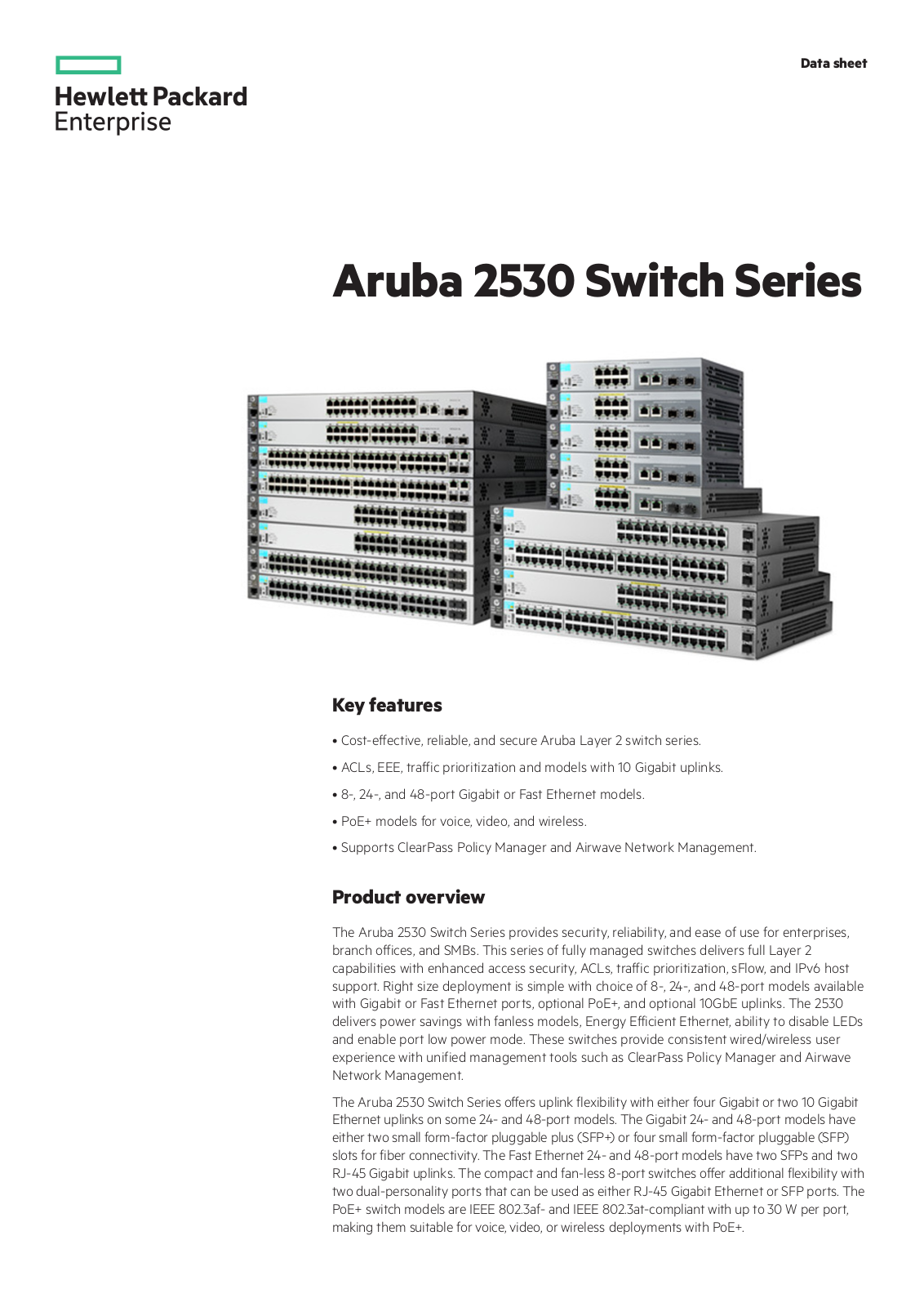 HP Aruba 2530 Switch Specsheet