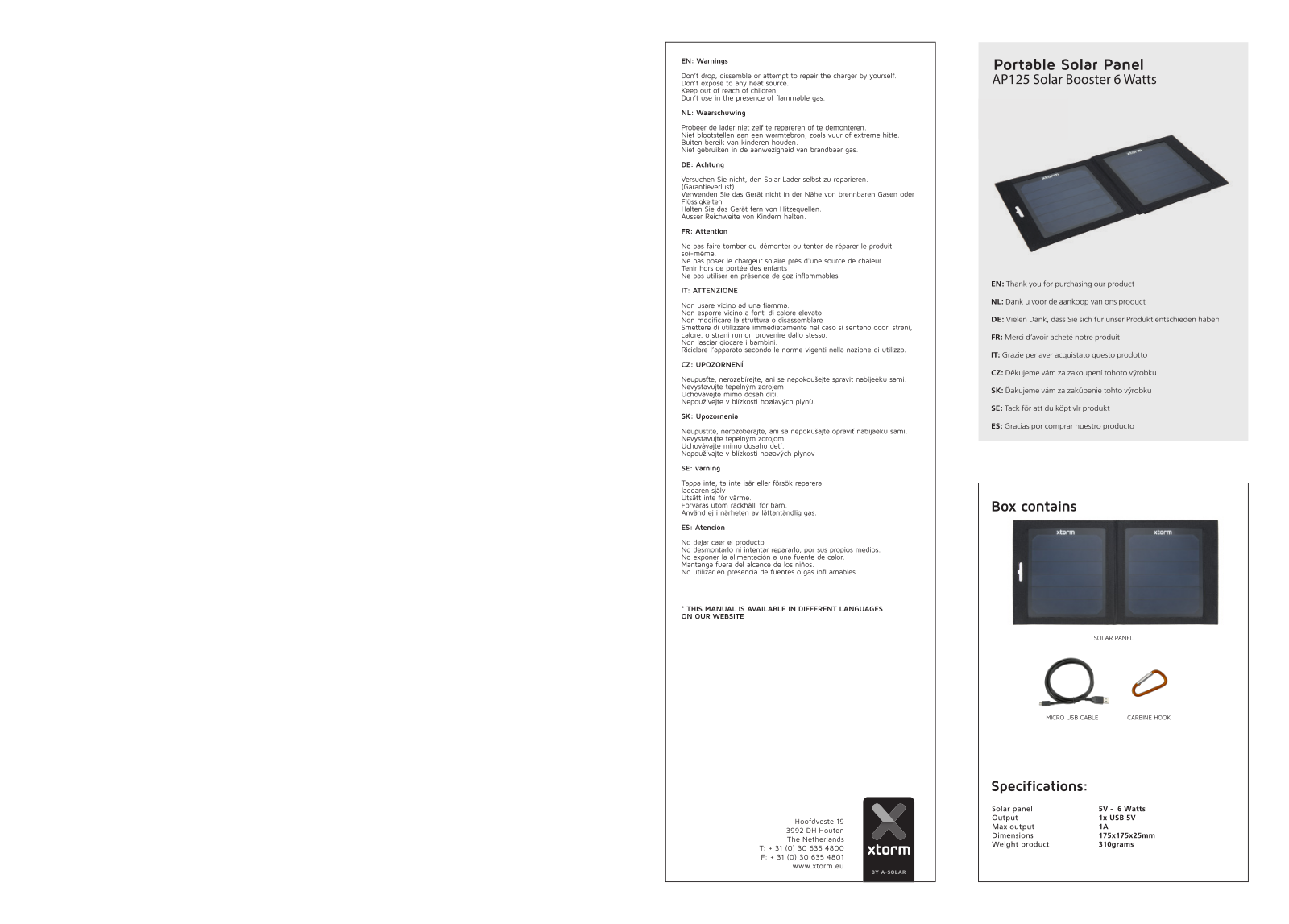 Xtorm AP125 User guide