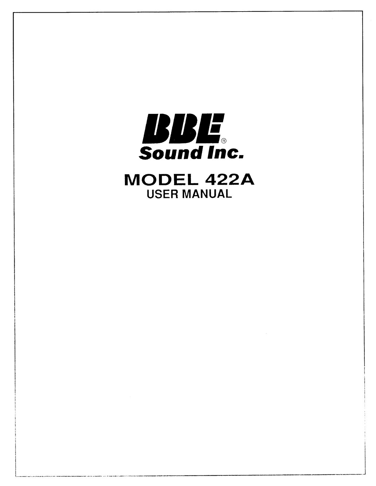 BBE 422A User Manual