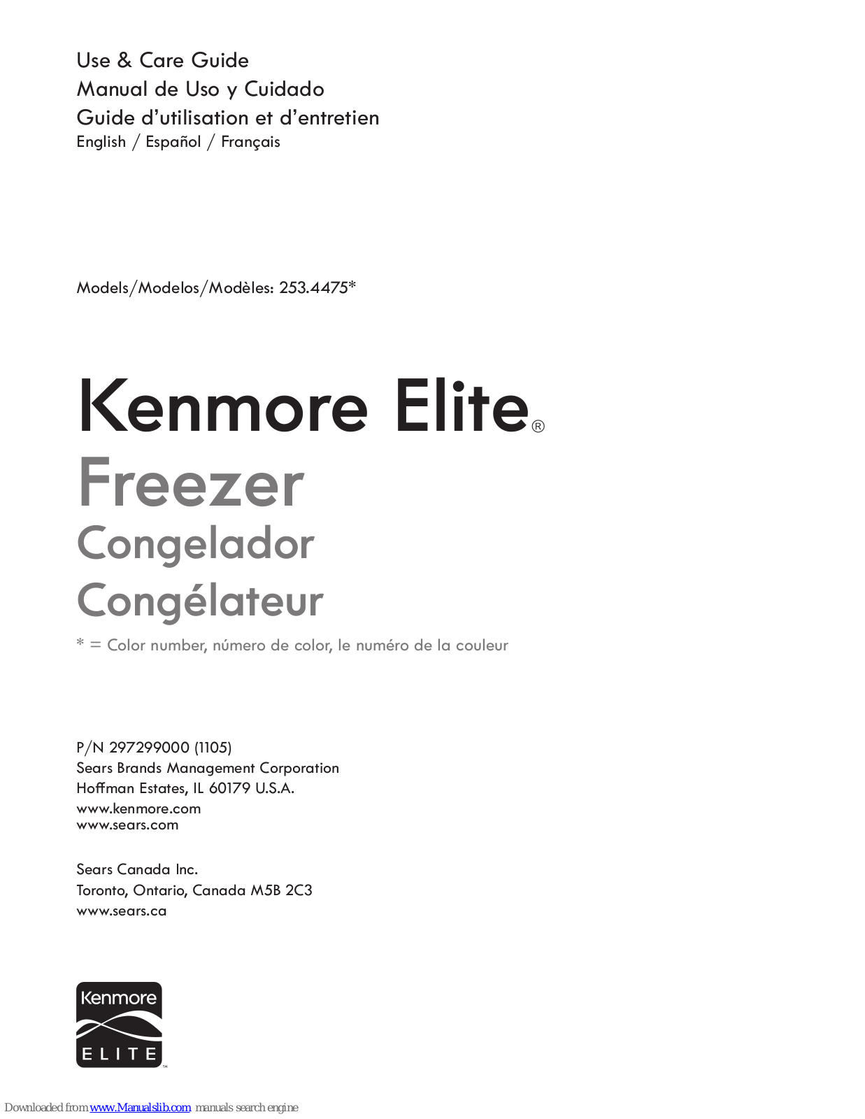 Kenmore 253.4475 Series Use & Care Manual