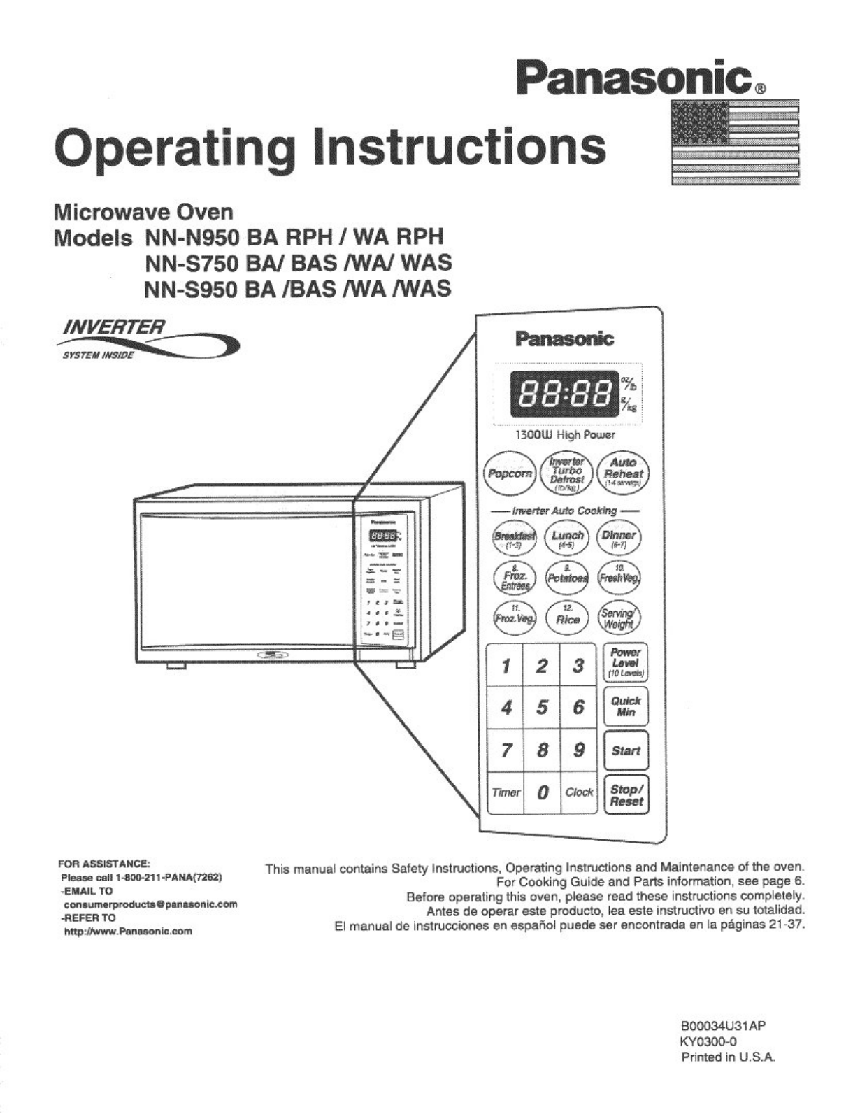 Panasonic nn-s750ba Operation Manual