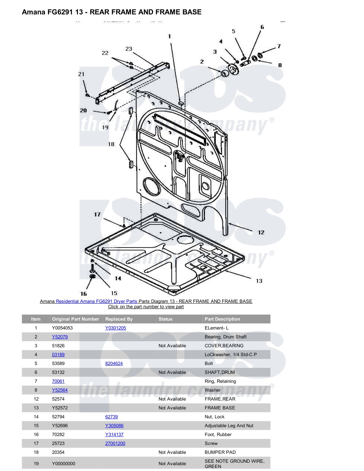 Amana FG6291 Parts Diagram