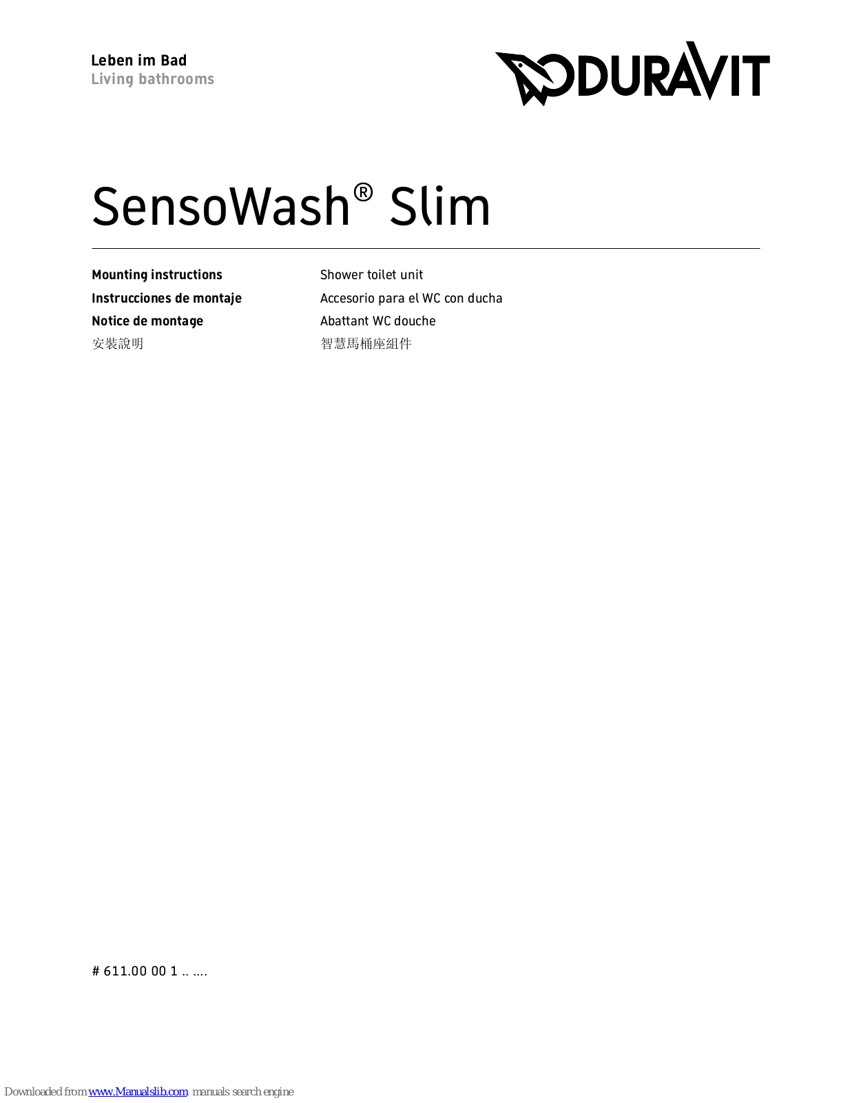 DURAVIT SensoWash Slim Mounting Instructions