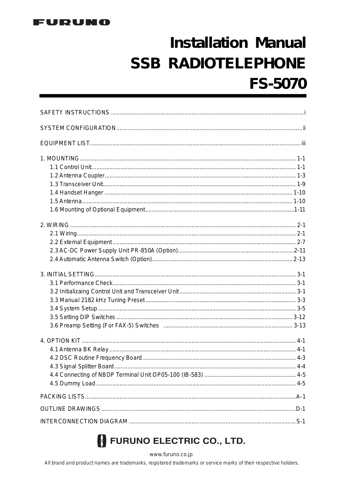 Furuno FS-5070 User Manual