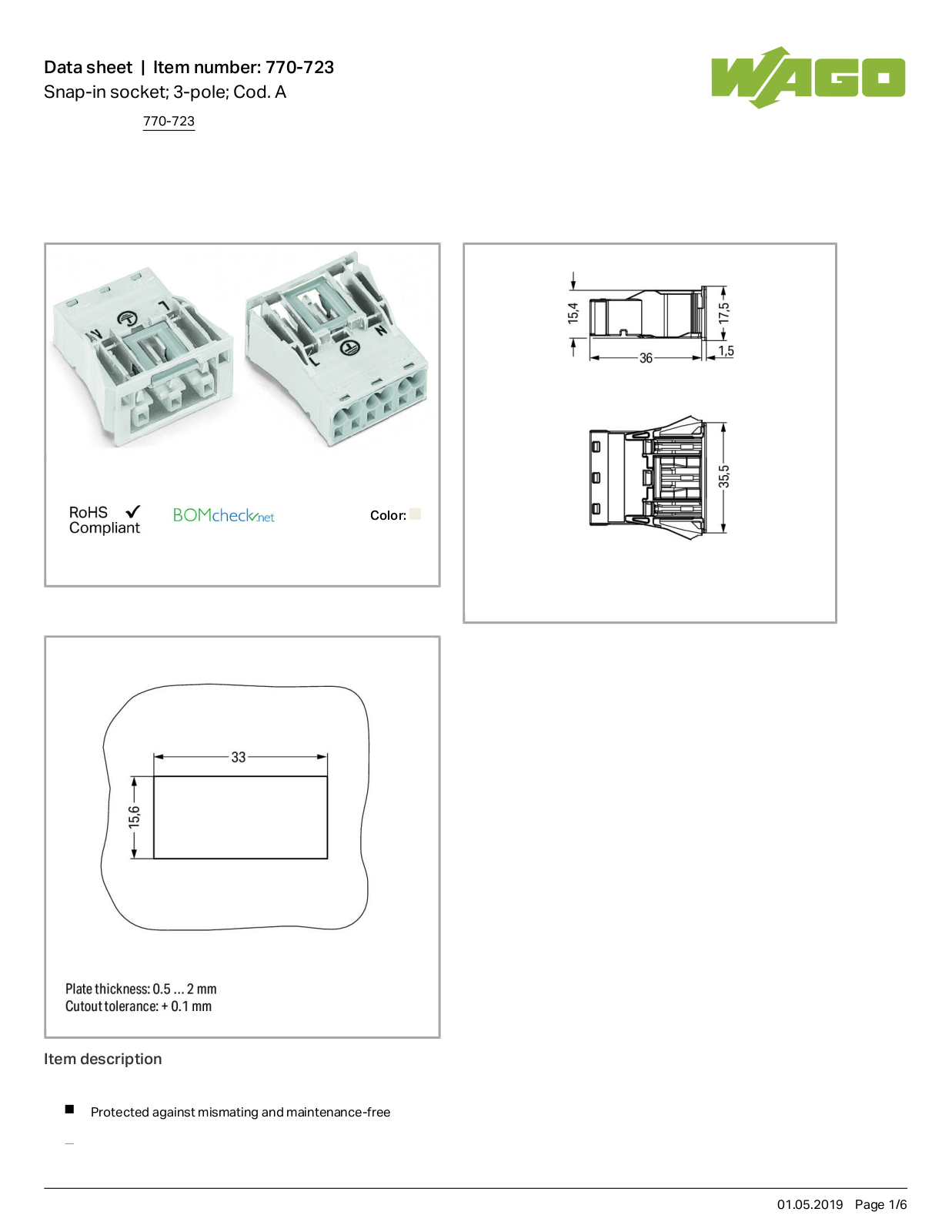 Wago 770-723 Data Sheet