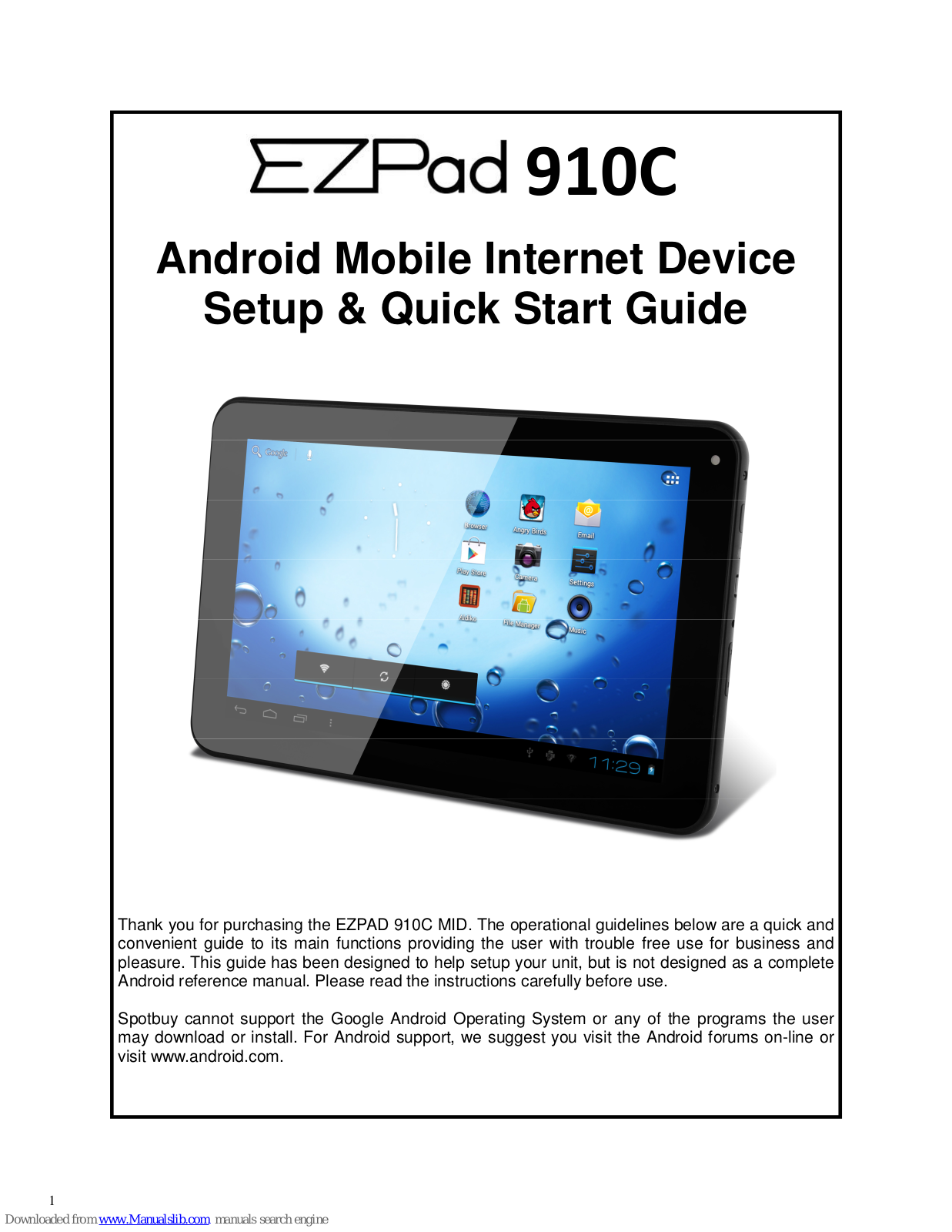 EZPad 910C Setup & Quick Start Manual