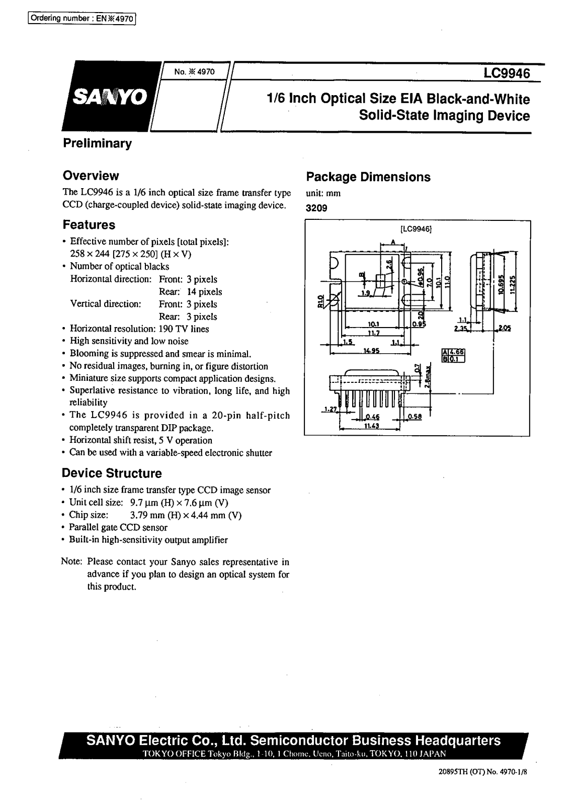 SANYO LC9946 Datasheet