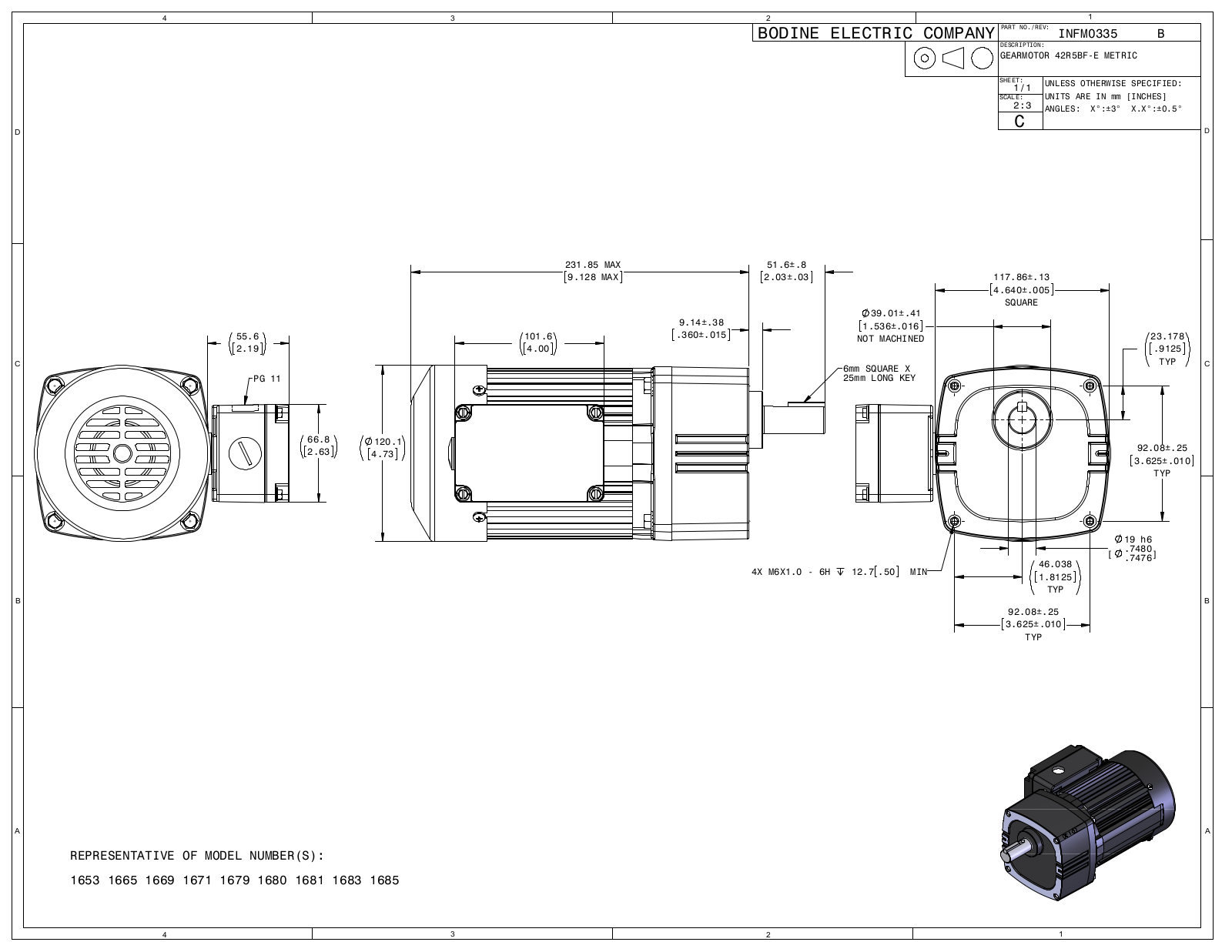 Bodine 1653, 1665, 1669, 1671, 1679 Reference Drawing