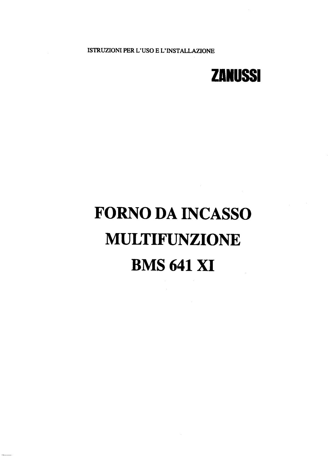 Zanussi BMS641XI User Manual