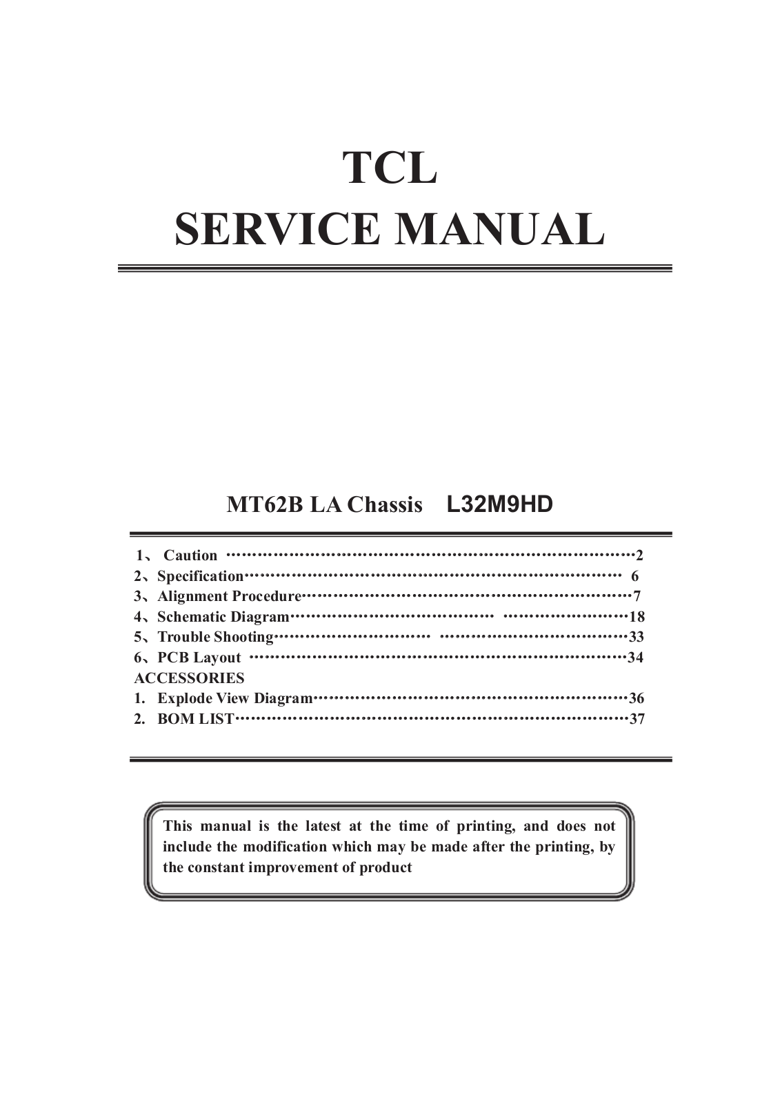 TCL L32M9HD Schematic