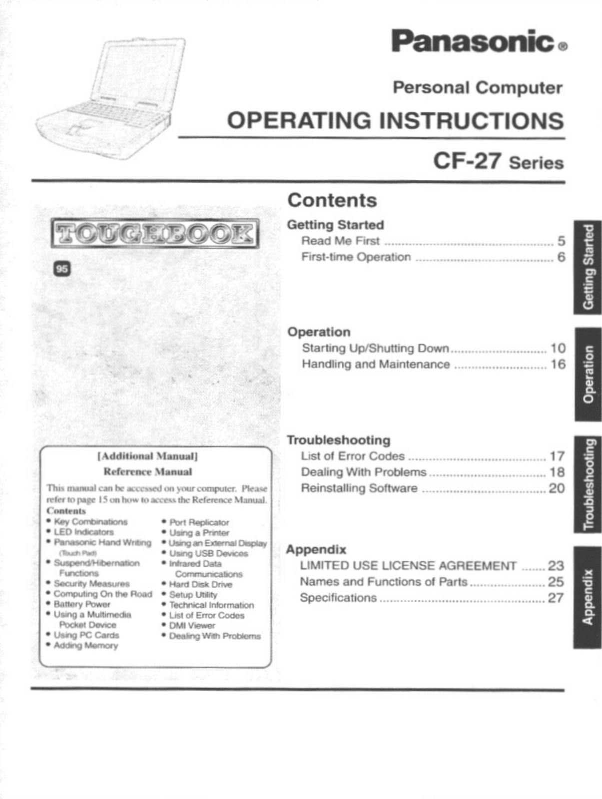 Panasonic CF-27RJ48AAM User Manual