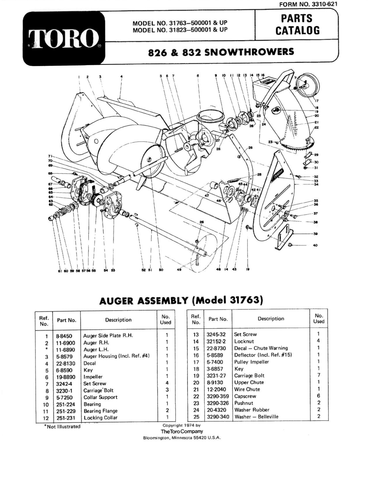 Toro 31763, 31823 Parts Catalogue