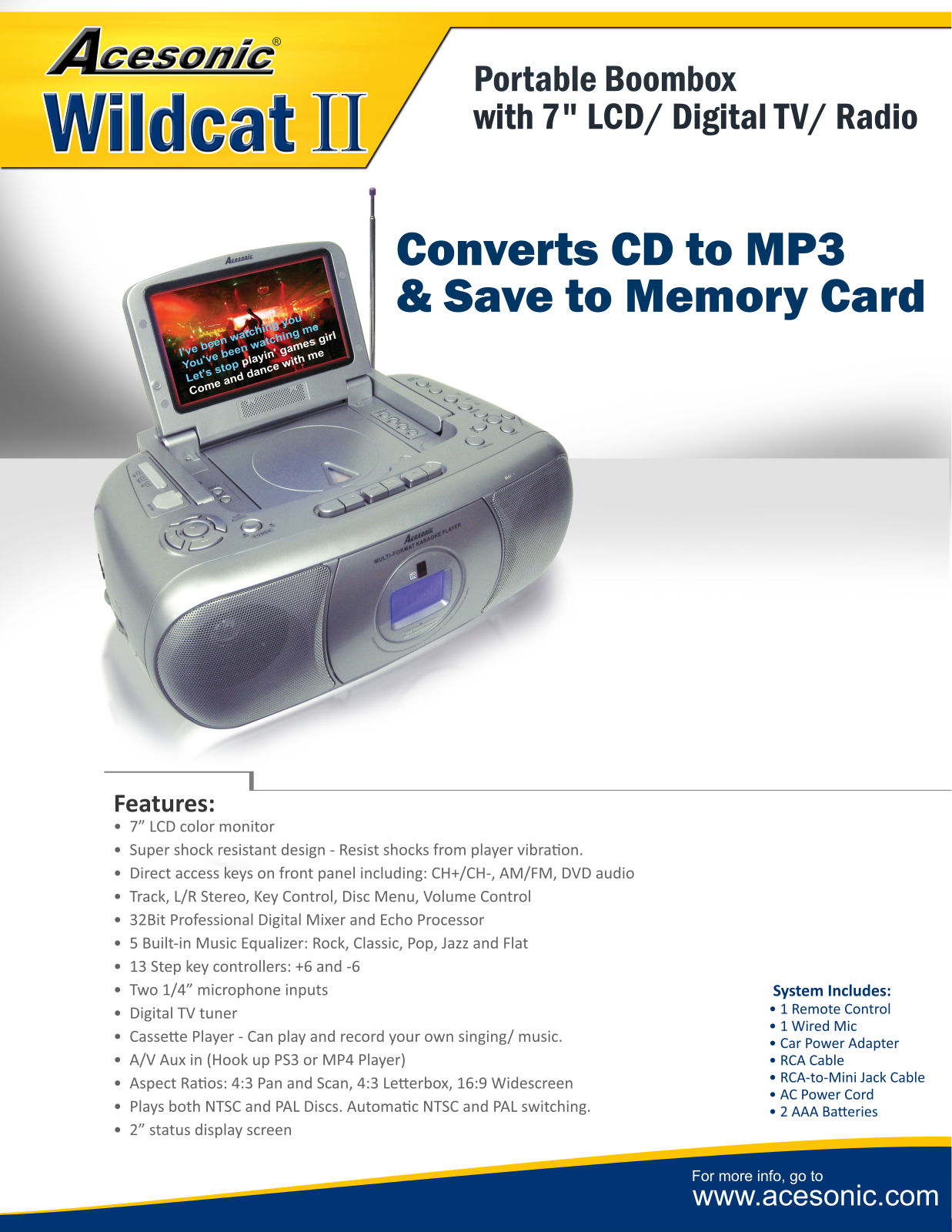 Acesonic WILDCAT II Datasheet