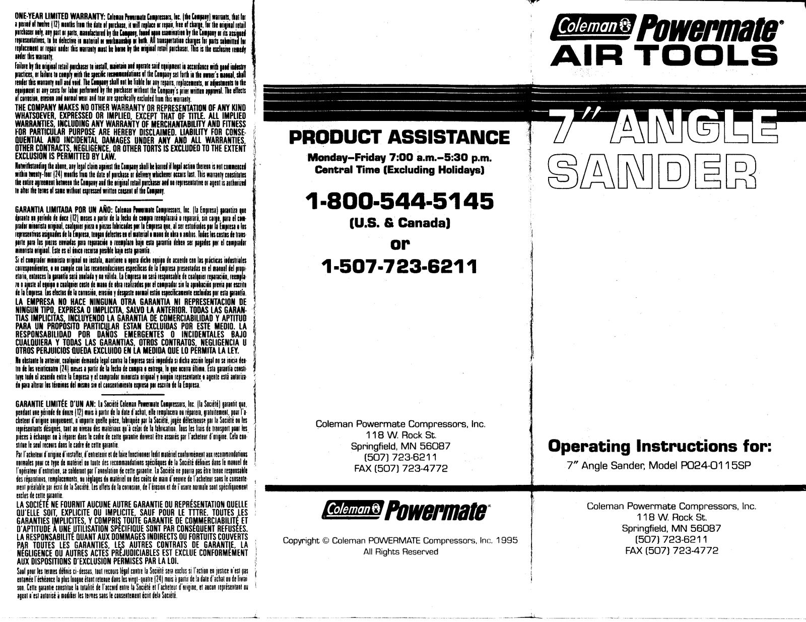 Powermate P024-0115SP User Manual