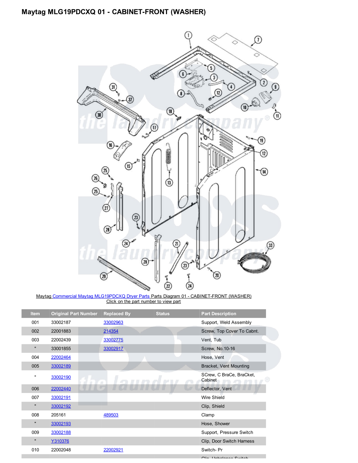 Maytag MLG19PDCXQ Parts Diagram