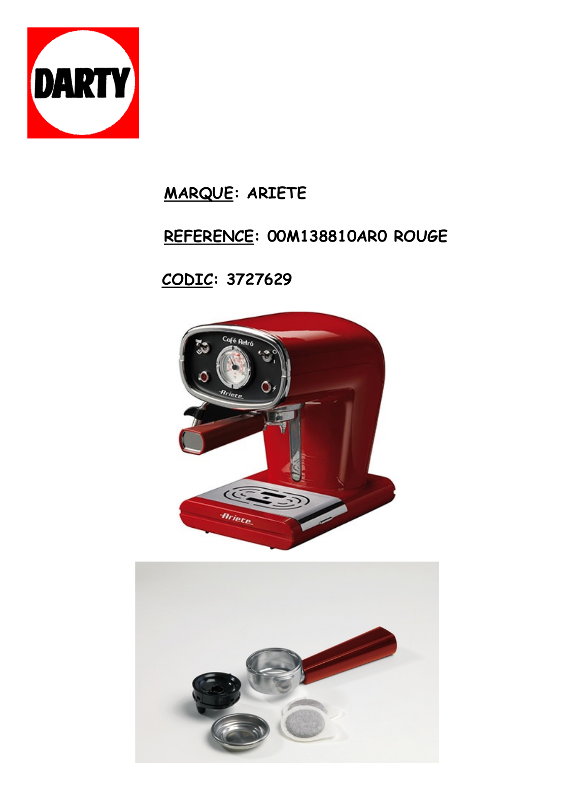 Ariete 00M138810AR0 ROUGE User Manual