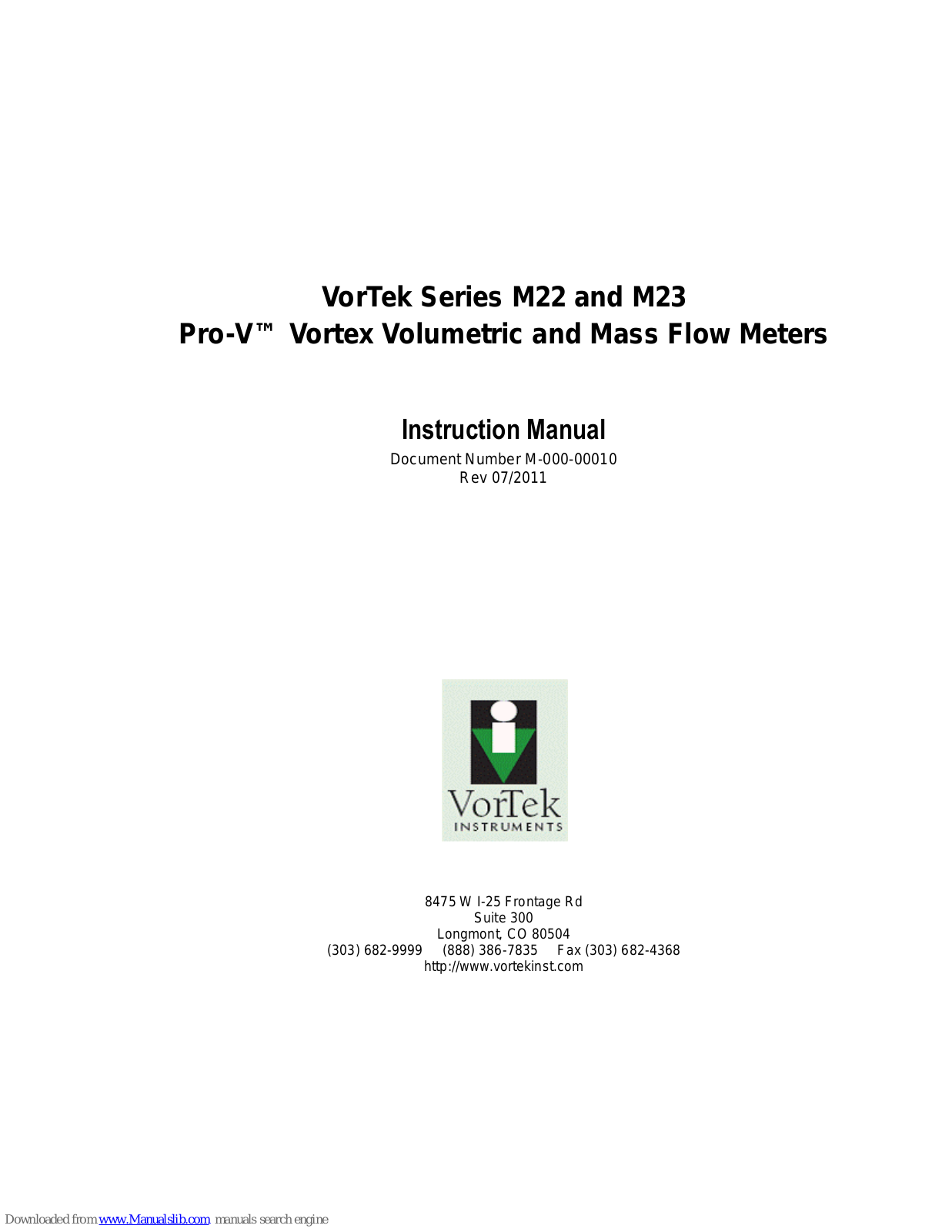 VorTek M22 Series, M23 Series Instruction Manual