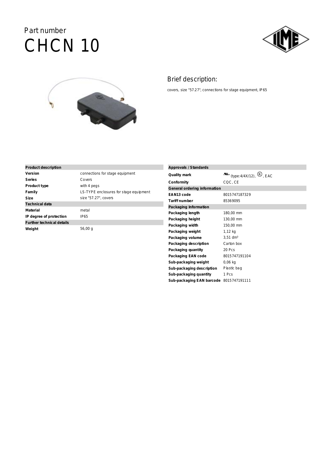 ILME CHCN-10 Data Sheet