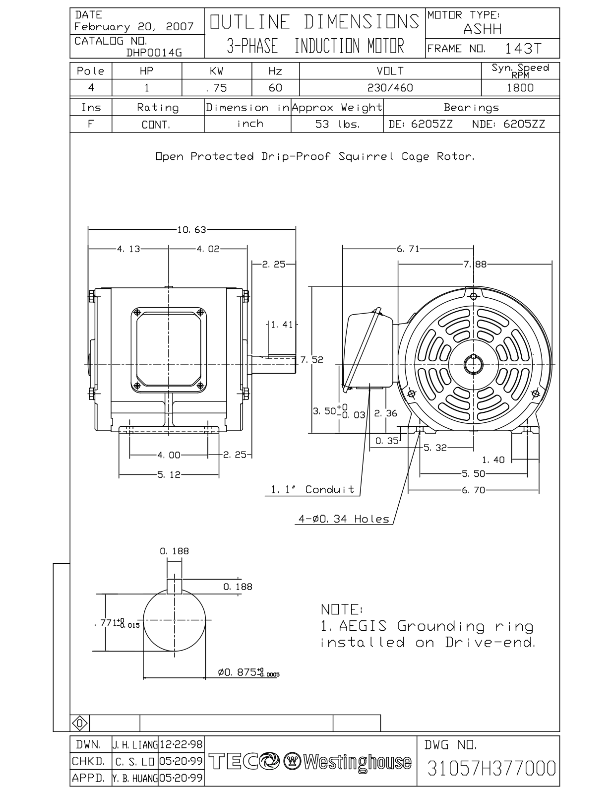 Teco DHP0014G Reference Drawing