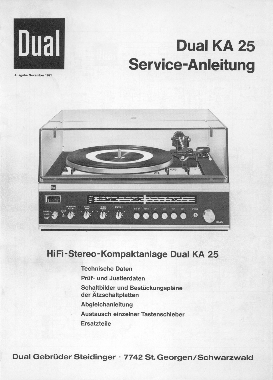 Dual KA-25 Service manual