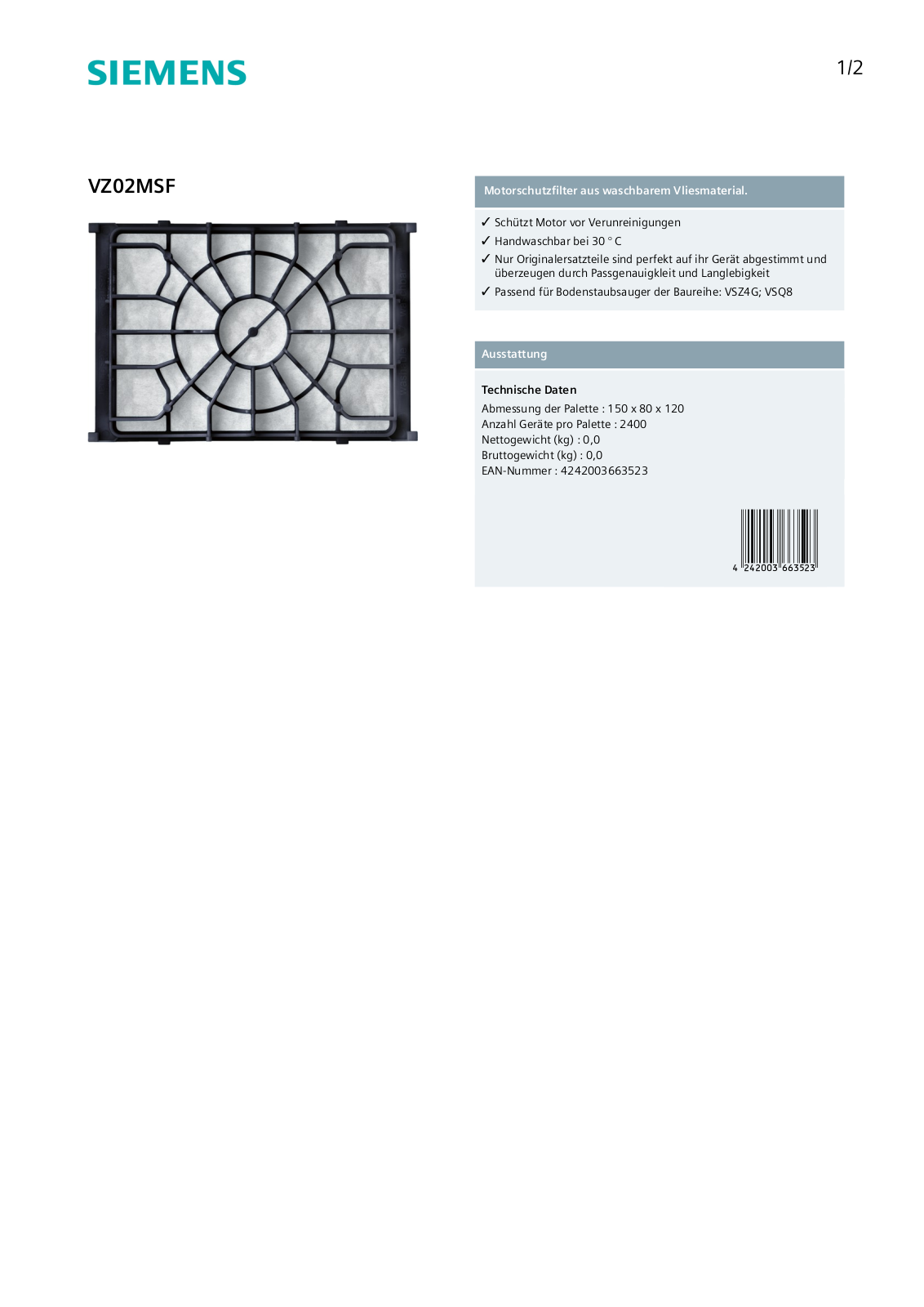 Siemens VZ02MSF User Manual