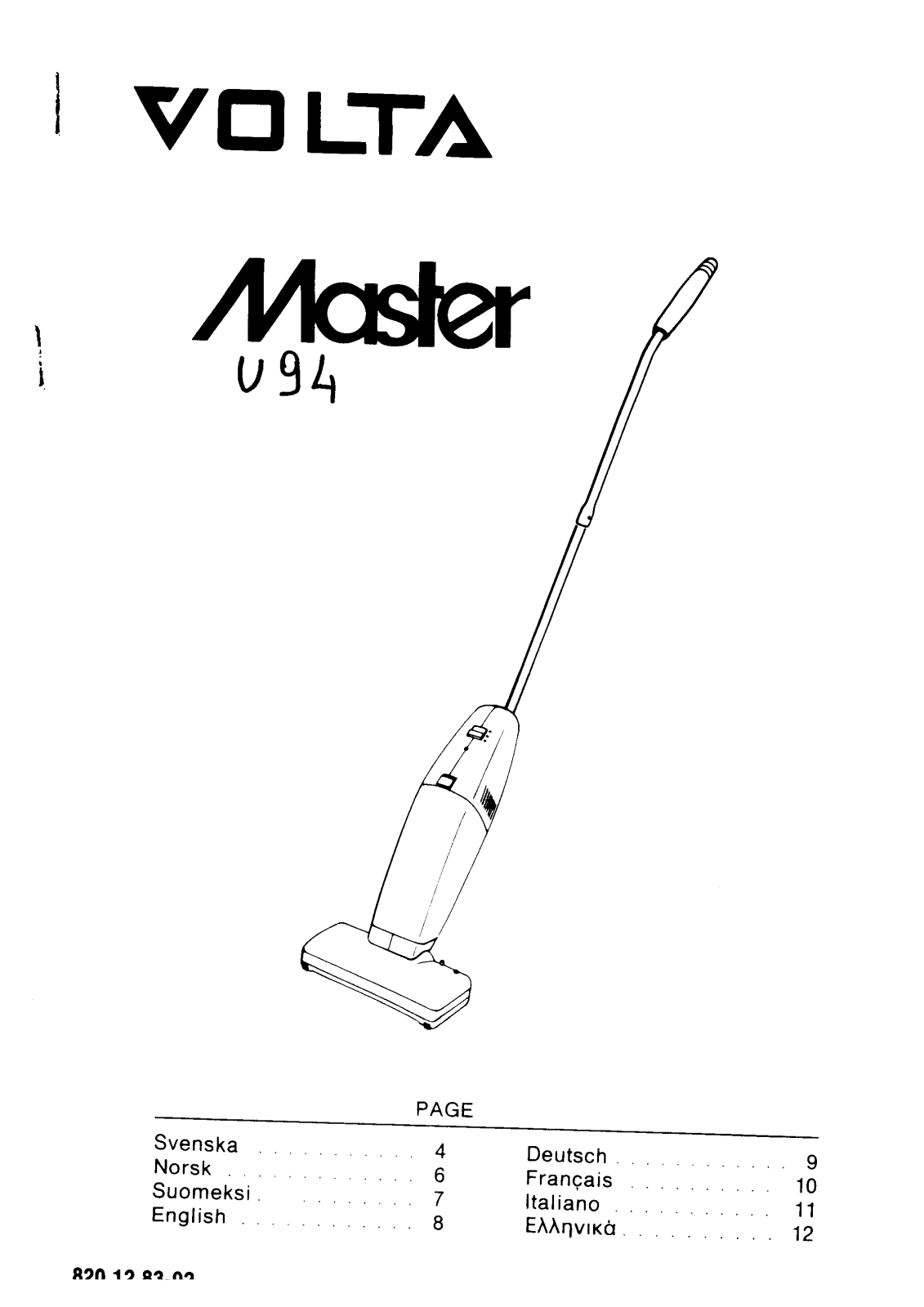 Volta U94 Instructions Manual