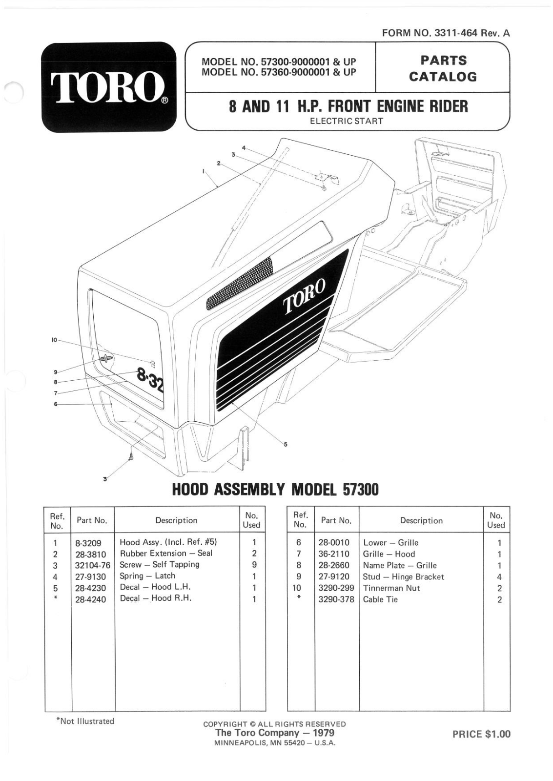 Toro 57360, 57300 Parts Catalogue