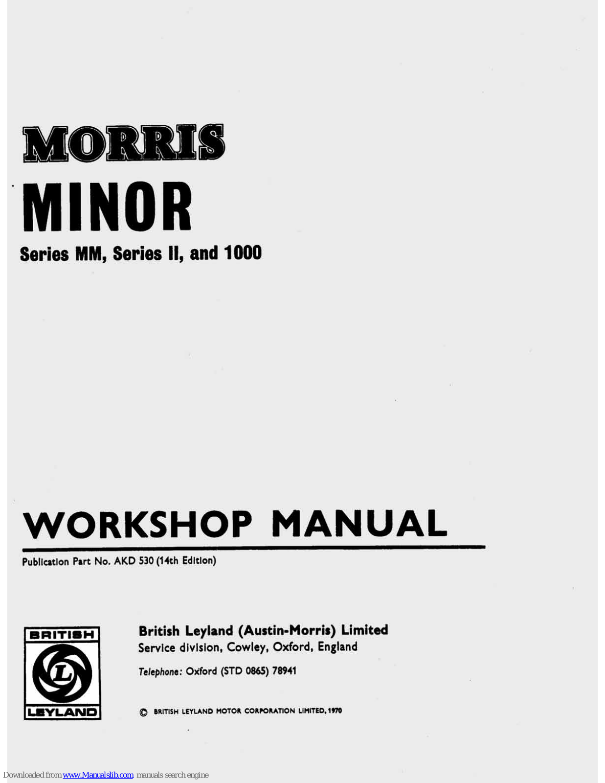 Morris Minor MM, Minor II, Minor 1000 Workshop Manual - ManualMachine.com