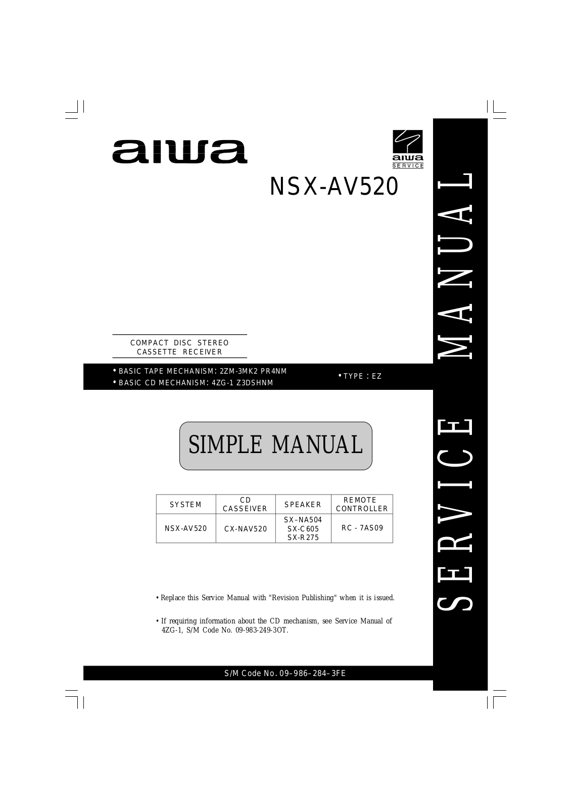 Aiwa NSXAV-520 Service manual