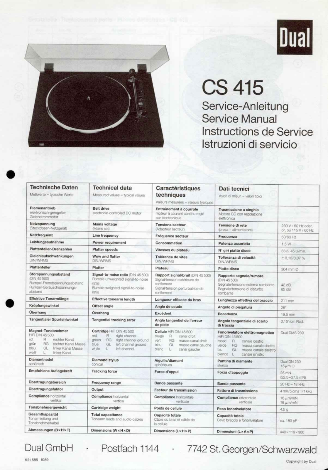 Dual CS-415 Service Manual