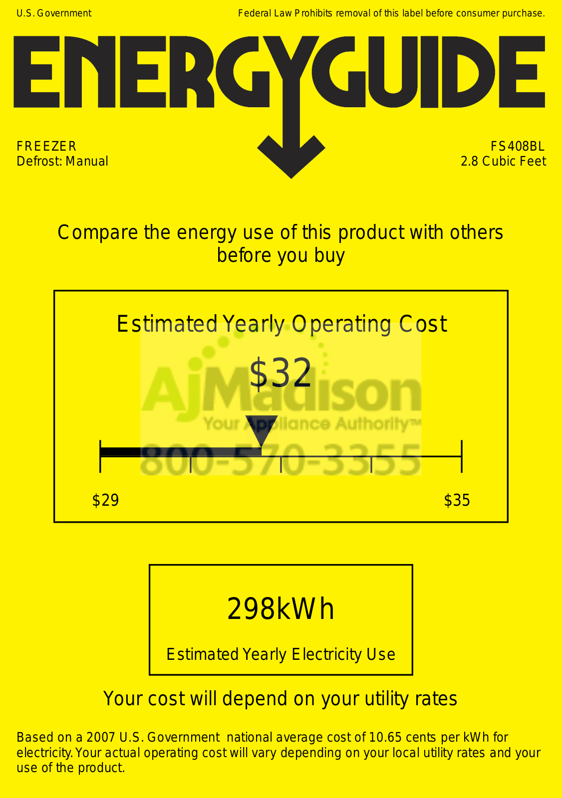 AccuCold FS408BLSSHH Energy manual