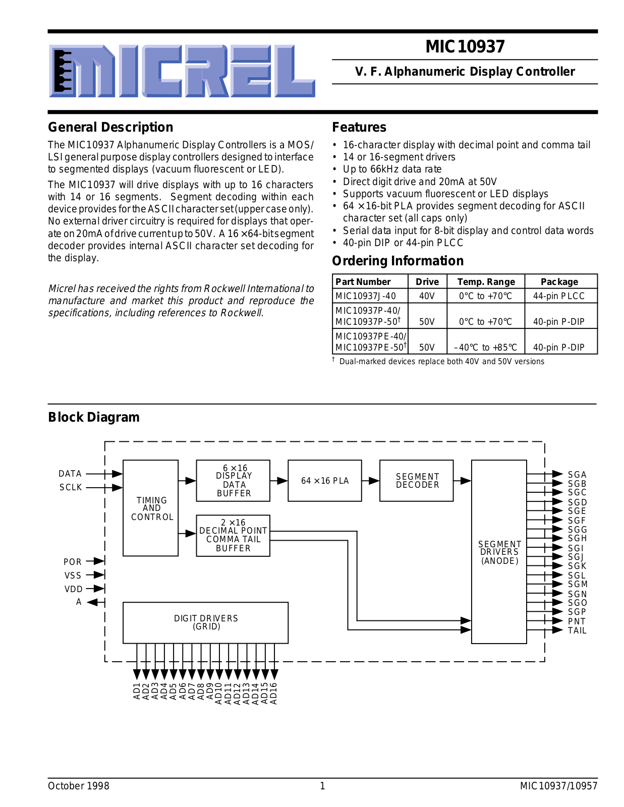 MICREL MIC10937J-40 Datasheet