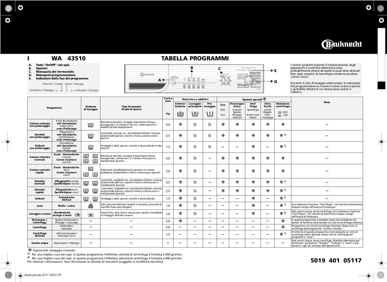 Whirlpool WA 43510 User Manual